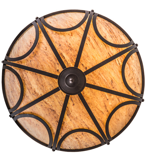 Meyda Lighting Carousel 42" 8-Light Gilded Tobacco Pendant Light With Beige Tawnyrock Idalight Shade Glass