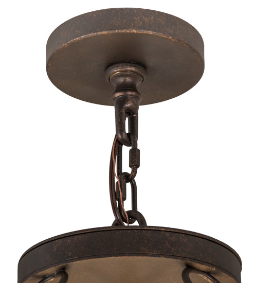 Meyda Lighting Carousel 42" 8-Light Gilded Tobacco Pendant Light With Beige Tawnyrock Idalight Shade Glass