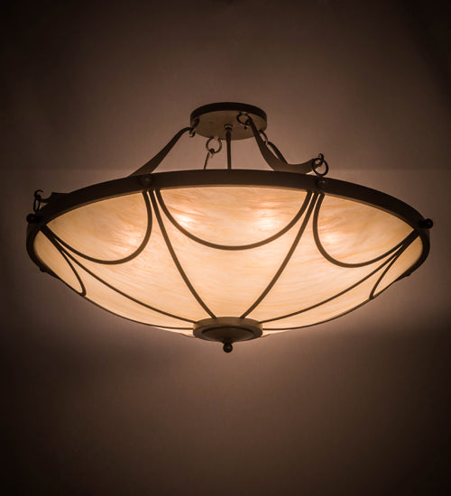 Meyda Lighting Carousel 42" 8-Light Timeless Bronze Inverted Pendant Light With Sahara Taupe Idalight Shade Glass