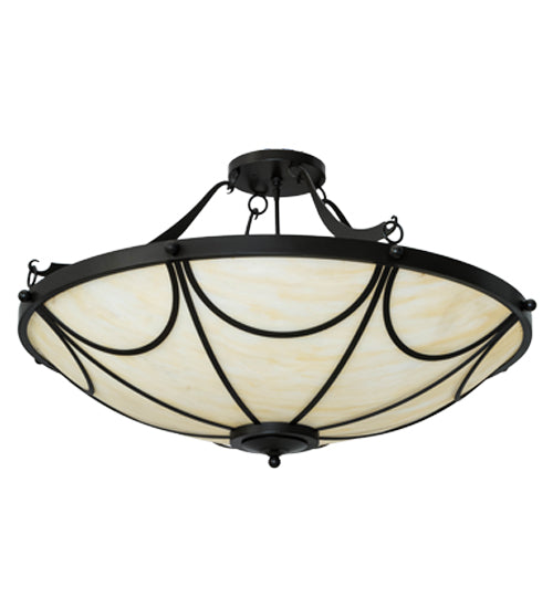 Meyda Lighting Carousel 42" 8-Light Timeless Bronze Inverted Pendant Light With Sahara Taupe Idalight Shade Glass