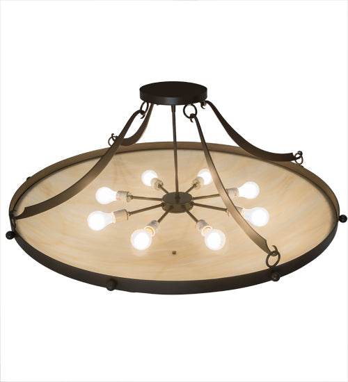 Meyda Lighting Carousel 42" 8-Light Timeless Bronze Inverted Pendant Light With Sahara Taupe Idalight Shade Glass