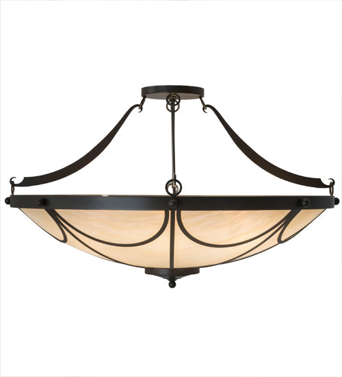 Meyda Lighting Carousel 42" 8-Light Timeless Bronze Inverted Pendant Light With Sahara Taupe Idalight Shade Glass
