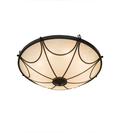 Meyda Lighting Carousel 42" 8-Light Timeless Bronze Inverted Pendant Light With Sahara Taupe Idalight Shade Glass