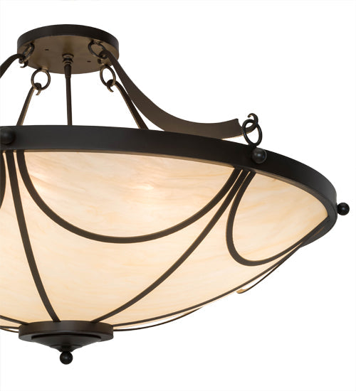 Meyda Lighting Carousel 42" 8-Light Timeless Bronze Inverted Pendant Light With Sahara Taupe Idalight Shade Glass