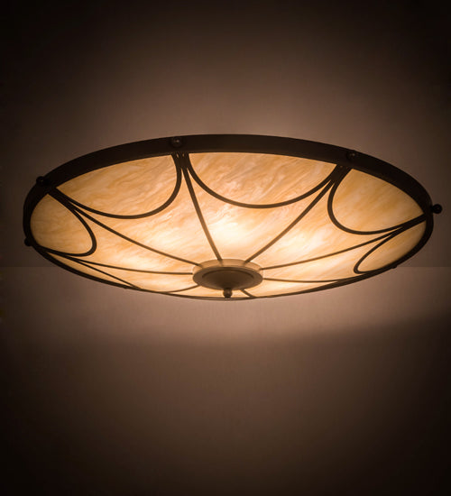 Meyda Lighting Carousel 42" 8-Light Timeless Bronze Semi-flush Mount Light With Sahara Taupe Idalight Shade Glass