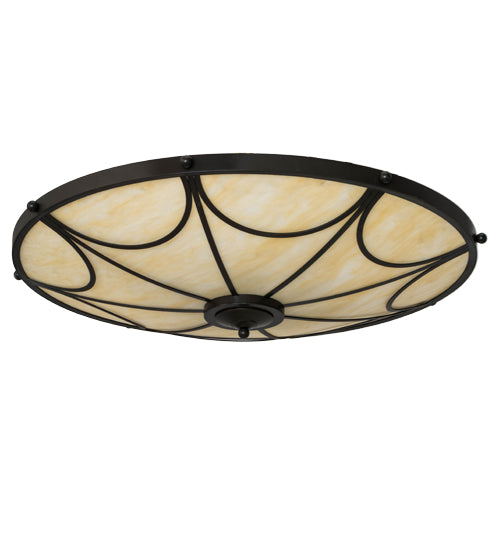 Meyda Lighting Carousel 42" 8-Light Timeless Bronze Semi-flush Mount Light With Sahara Taupe Idalight Shade Glass