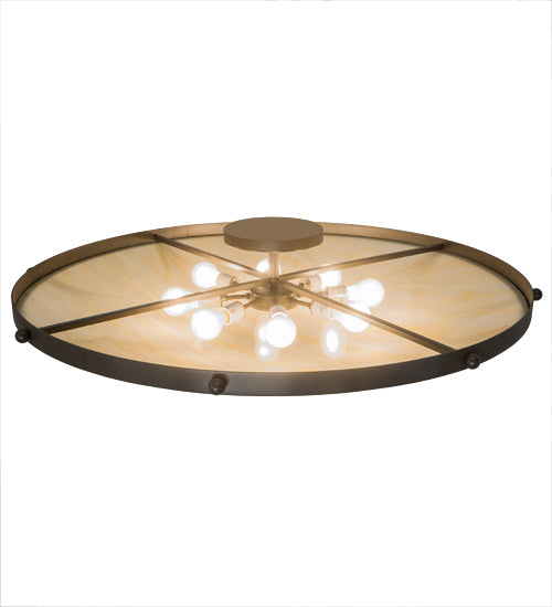 Meyda Lighting Carousel 42" 8-Light Timeless Bronze Semi-flush Mount Light With Sahara Taupe Idalight Shade Glass