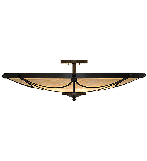Meyda Lighting Carousel 42" 8-Light Timeless Bronze Semi-flush Mount Light With Sahara Taupe Idalight Shade Glass