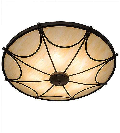 Meyda Lighting Carousel 42" 8-Light Timeless Bronze Semi-flush Mount Light With Sahara Taupe Idalight Shade Glass
