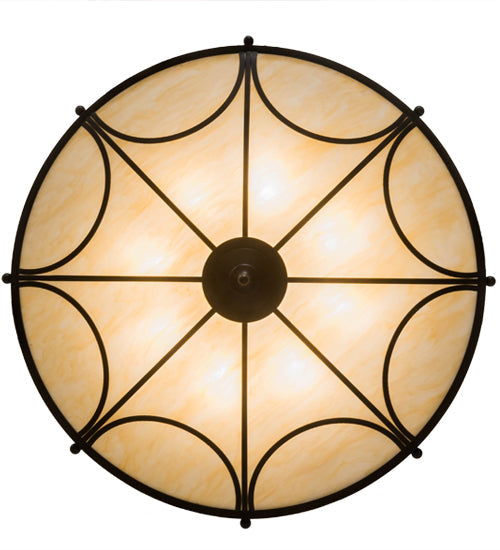 Meyda Lighting Carousel 42" 8-Light Timeless Bronze Semi-flush Mount Light With Sahara Taupe Idalight Shade Glass