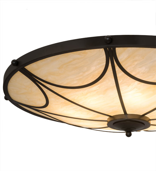 Meyda Lighting Carousel 42" 8-Light Timeless Bronze Semi-flush Mount Light With Sahara Taupe Idalight Shade Glass