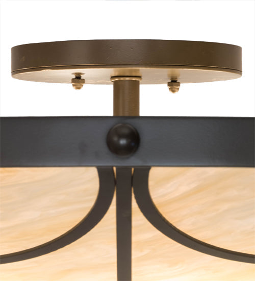 Meyda Lighting Carousel 42" 8-Light Timeless Bronze Semi-flush Mount Light With Sahara Taupe Idalight Shade Glass