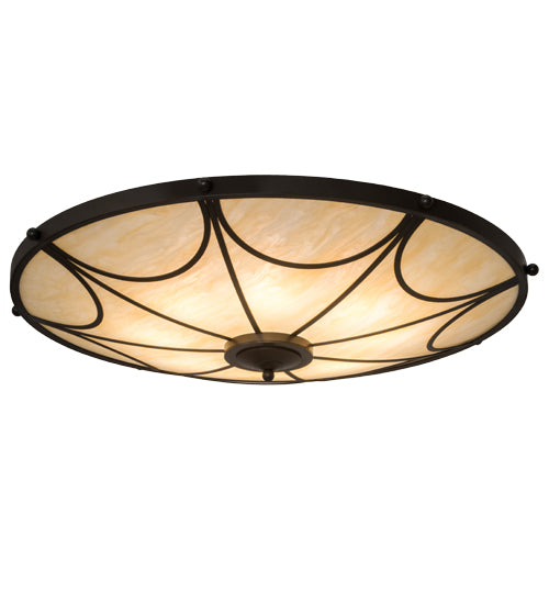 Meyda Lighting Carousel 42" 8-Light Timeless Bronze Semi-flush Mount Light With Sahara Taupe Idalight Shade Glass