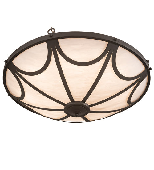Meyda Lighting Carousel 42" 8-Light Wrought Iron Semi-flush Mount Light With Whitestone Idalight Shade