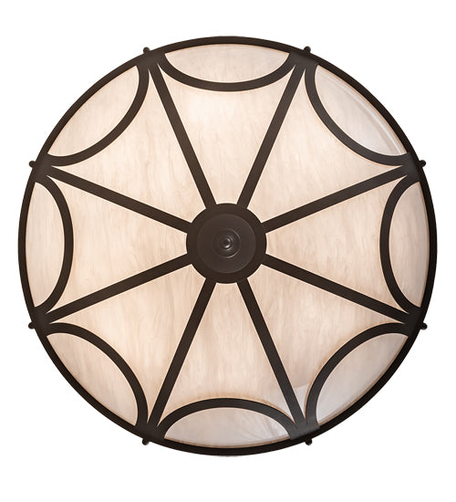 Meyda Lighting Carousel 42" 8-Light Wrought Iron Semi-flush Mount Light With Whitestone Idalight Shade