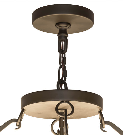 Meyda Lighting Carousel 43" 8-Light Oil Rubbed Bronze Inverted Pendant Light With Beige Fleshtone Idalight Shade Glass