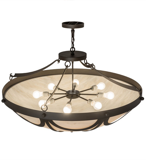 Meyda Lighting Carousel 43" 8-Light Oil Rubbed Bronze Inverted Pendant Light With Beige Fleshtone Idalight Shade Glass