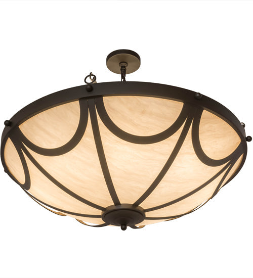 Meyda Lighting Carousel 43" 8-Light Oil Rubbed Bronze Inverted Pendant Light With Beige Fleshtone Idalight Shade Glass
