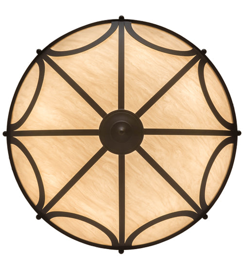 Meyda Lighting Carousel 43" 8-Light Oil Rubbed Bronze Inverted Pendant Light With Beige Fleshtone Idalight Shade Glass