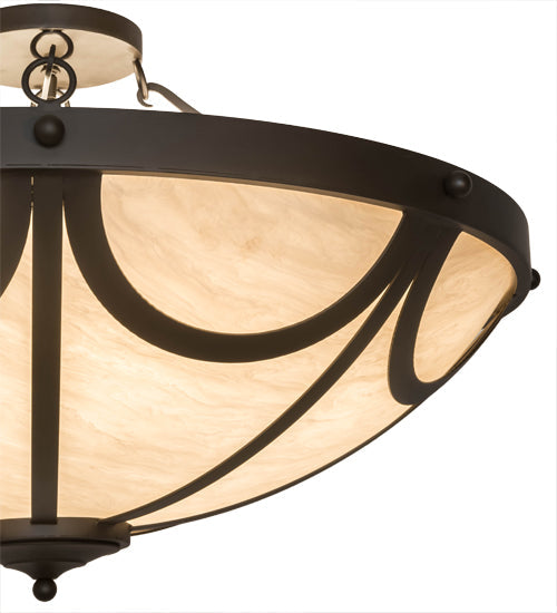 Meyda Lighting Carousel 43" 8-Light Oil Rubbed Bronze Inverted Pendant Light With Beige Fleshtone Idalight Shade Glass