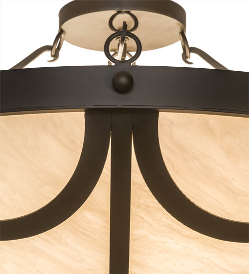 Meyda Lighting Carousel 43" 8-Light Oil Rubbed Bronze Inverted Pendant Light With Beige Fleshtone Idalight Shade Glass