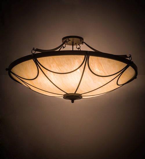 Meyda Lighting Carousel 48" 8-Light Timeless Bronze Ceiling Semi-flush Mount Light With Sahara Taupe Idalight Shade Glass