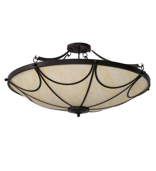 Meyda Lighting Carousel 48" 8-Light Timeless Bronze Ceiling Semi-flush Mount Light With Sahara Taupe Idalight Shade Glass