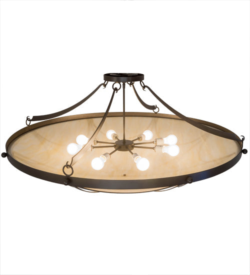 Meyda Lighting Carousel 48" 8-Light Timeless Bronze Ceiling Semi-flush Mount Light With Sahara Taupe Idalight Shade Glass