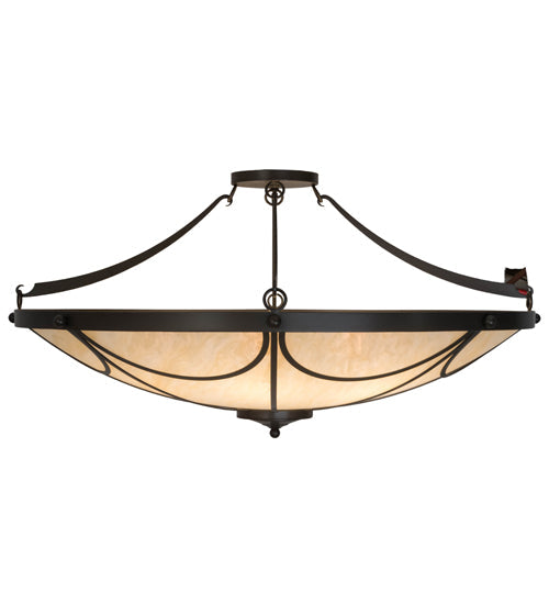 Meyda Lighting Carousel 48" 8-Light Timeless Bronze Ceiling Semi-flush Mount Light With Sahara Taupe Idalight Shade Glass