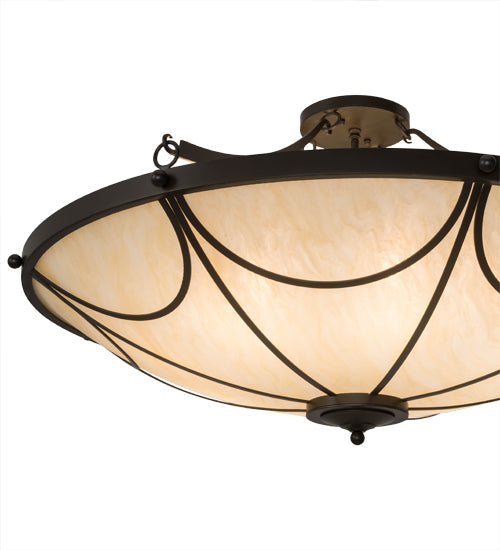 Meyda Lighting Carousel 48" 8-Light Timeless Bronze Ceiling Semi-flush Mount Light With Sahara Taupe Idalight Shade Glass
