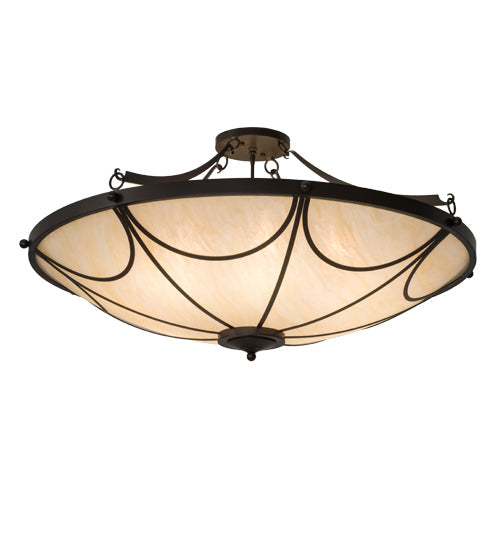 Meyda Lighting Carousel 48" 8-Light Timeless Bronze Ceiling Semi-flush Mount Light With Sahara Taupe Idalight Shade Glass
