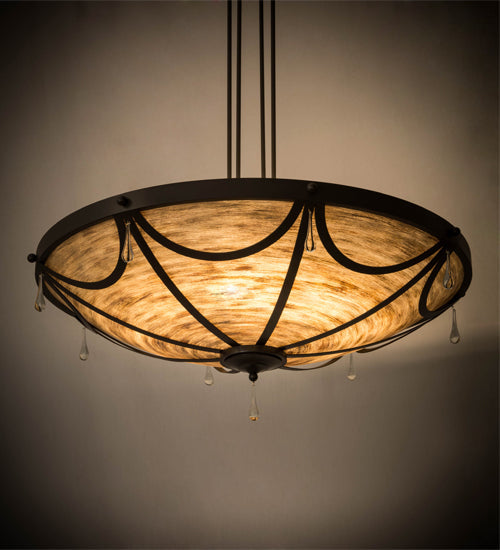 Meyda Lighting Carousel 50" 8-Light Timeless Bronze Inverted Pendant Light With Brown Sable Idalight Shade Glass
