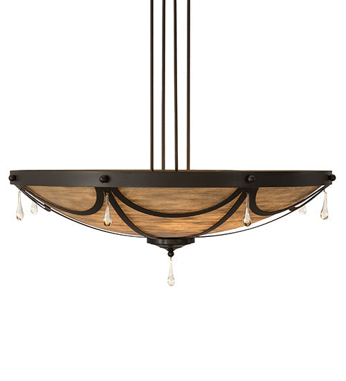 Meyda Lighting Carousel 50" 8-Light Timeless Bronze Inverted Pendant Light With Brown Sable Idalight Shade Glass