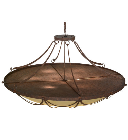 Meyda Lighting Carousel 60" 12-Light Rusty Nail Pendant Light With Botticino Idalight Shade Glass