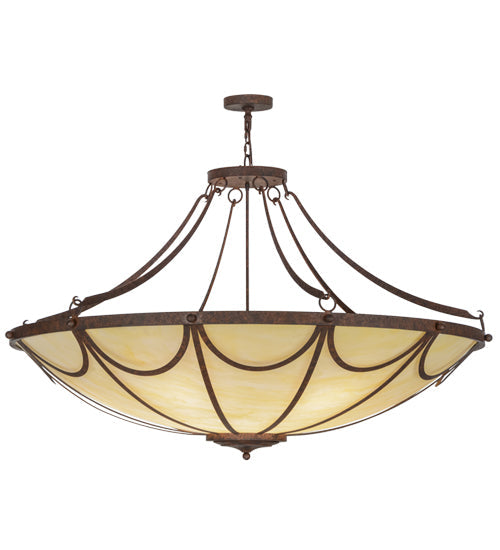 Meyda Lighting Carousel 60" 12-Light Rusty Nail Pendant Light With Botticino Idalight Shade Glass