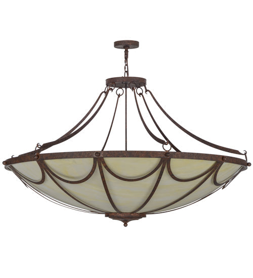 Meyda Lighting Carousel 60" 12-Light Rusty Nail Pendant Light With Botticino Idalight Shade Glass