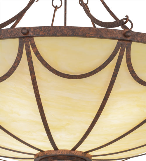 Meyda Lighting Carousel 60" 12-Light Rusty Nail Pendant Light With Botticino Idalight Shade Glass