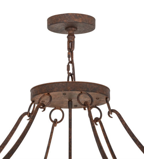 Meyda Lighting Carousel 60" 12-Light Rusty Nail Pendant Light With Botticino Idalight Shade Glass