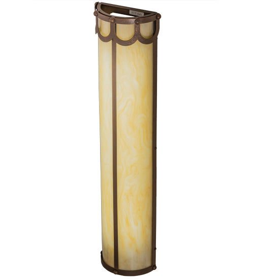 Meyda Lighting Carousel 8" LED Antique Rust Wall Sconce With Beige Sahara Taupe Idalight Shade Glass