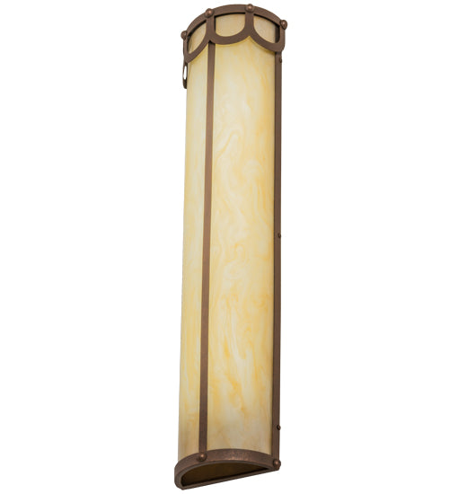 Meyda Lighting Carousel 8" LED Antique Rust Wall Sconce With Beige Sahara Taupe Idalight Shade Glass