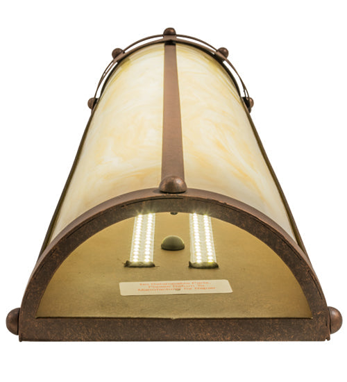 Meyda Lighting Carousel 8" LED Antique Rust Wall Sconce With Beige Sahara Taupe Idalight Shade Glass
