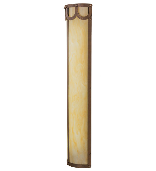 Meyda Lighting Carousel 8" LED Antique Rust Wall Sconce With Beige Sahara Taupe Idalight Shade Glass