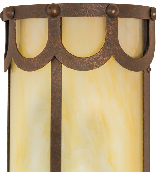 Meyda Lighting Carousel 8" LED Antique Rust Wall Sconce With Beige Sahara Taupe Idalight Shade Glass