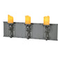 Meyda Lighting Carpathian 31" 3-Light Wrought Iron Vanity Light With Amber Candle Resin Shade