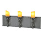 Meyda Lighting Carpathian 31" 3-Light Wrought Iron Vanity Light With Amber Candle Resin Shade