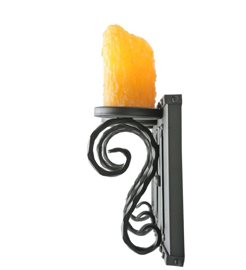 Meyda Lighting Carpathian 31" 3-Light Wrought Iron Vanity Light With Amber Candle Resin Shade