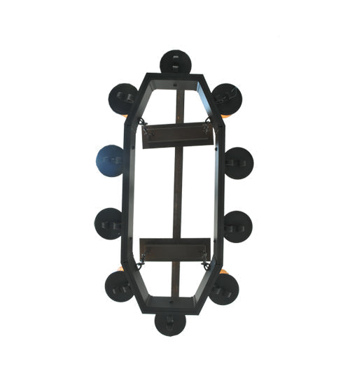 Meyda Lighting Carpathian 48" 10-Light Wrought Iron Chandelier With Honey Amber Faux Candles Shade