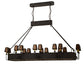 Meyda Lighting Carpathian 82" 28-Light Oil Rubbed Bronze Island Chandelier With Amber Mica Shade Glass