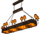 Meyda Lighting Carpathian 82" 28-Light Oil Rubbed Bronze Island Chandelier With Amber Mica Shade Glass