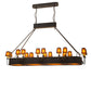 Meyda Lighting Carpathian 82" 28-Light Oil Rubbed Bronze Island Chandelier With Amber Mica Shade Glass